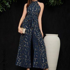golden leaf print belted jumpsuit💙🌟